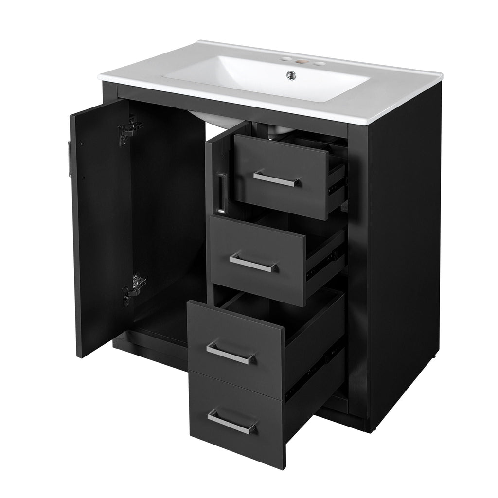 Bathroom Vanity With Sink, Storage Cabinet, Freestanding Set With 3 Drawers & Soft Closing Doors