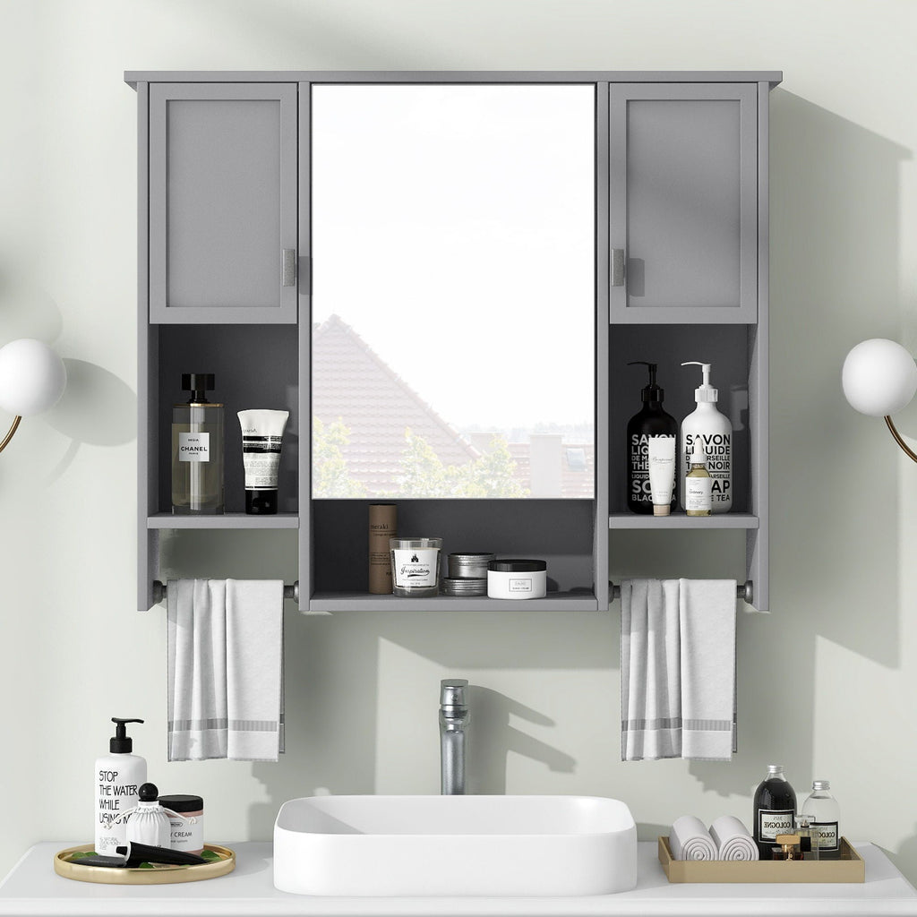 Wall Mounted Bathroom Storage Cabinet With Mirror, Medicine Cabinet With Towel Bar