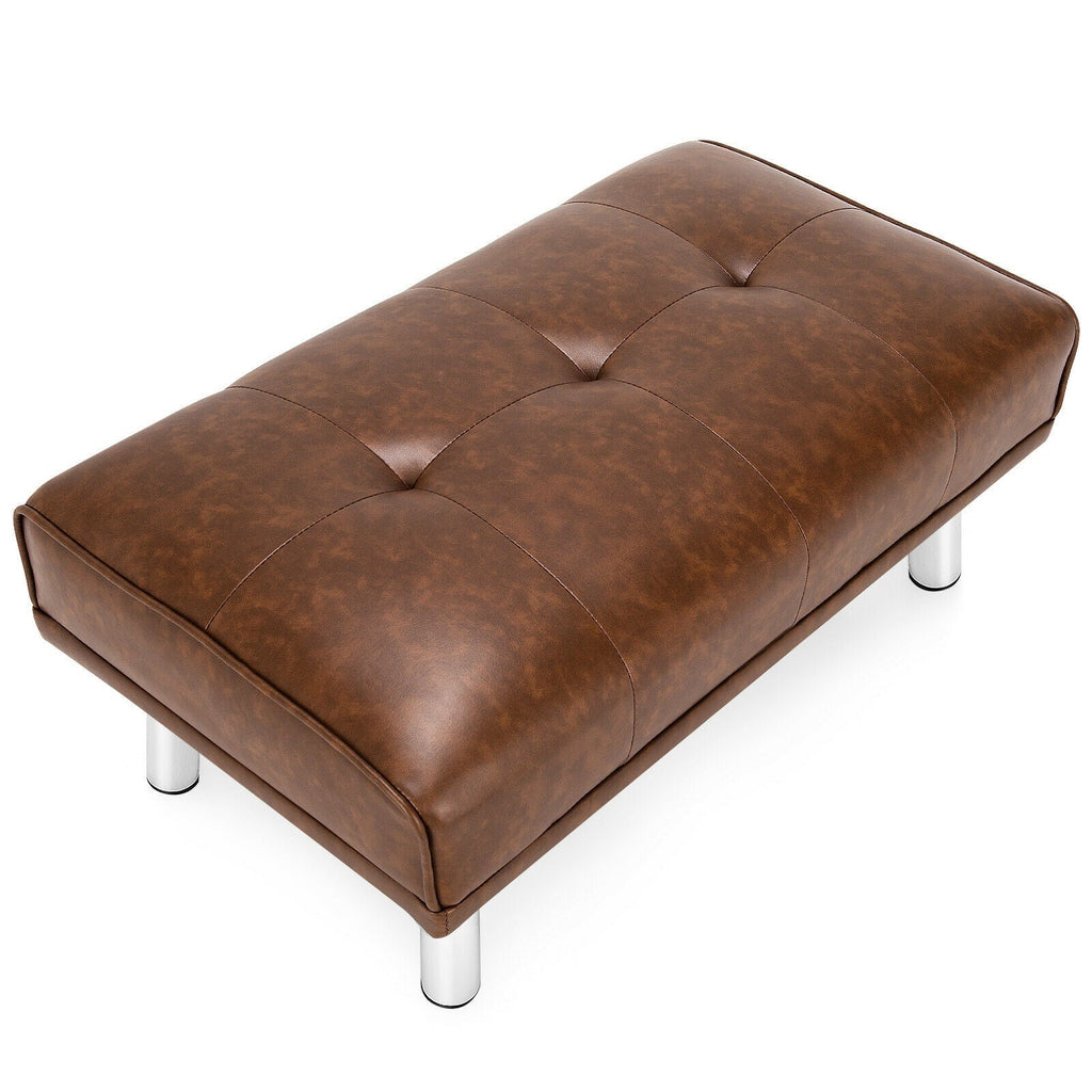 Rectangle Tufted Ottoman with Stainless Steel Legs for Living Room