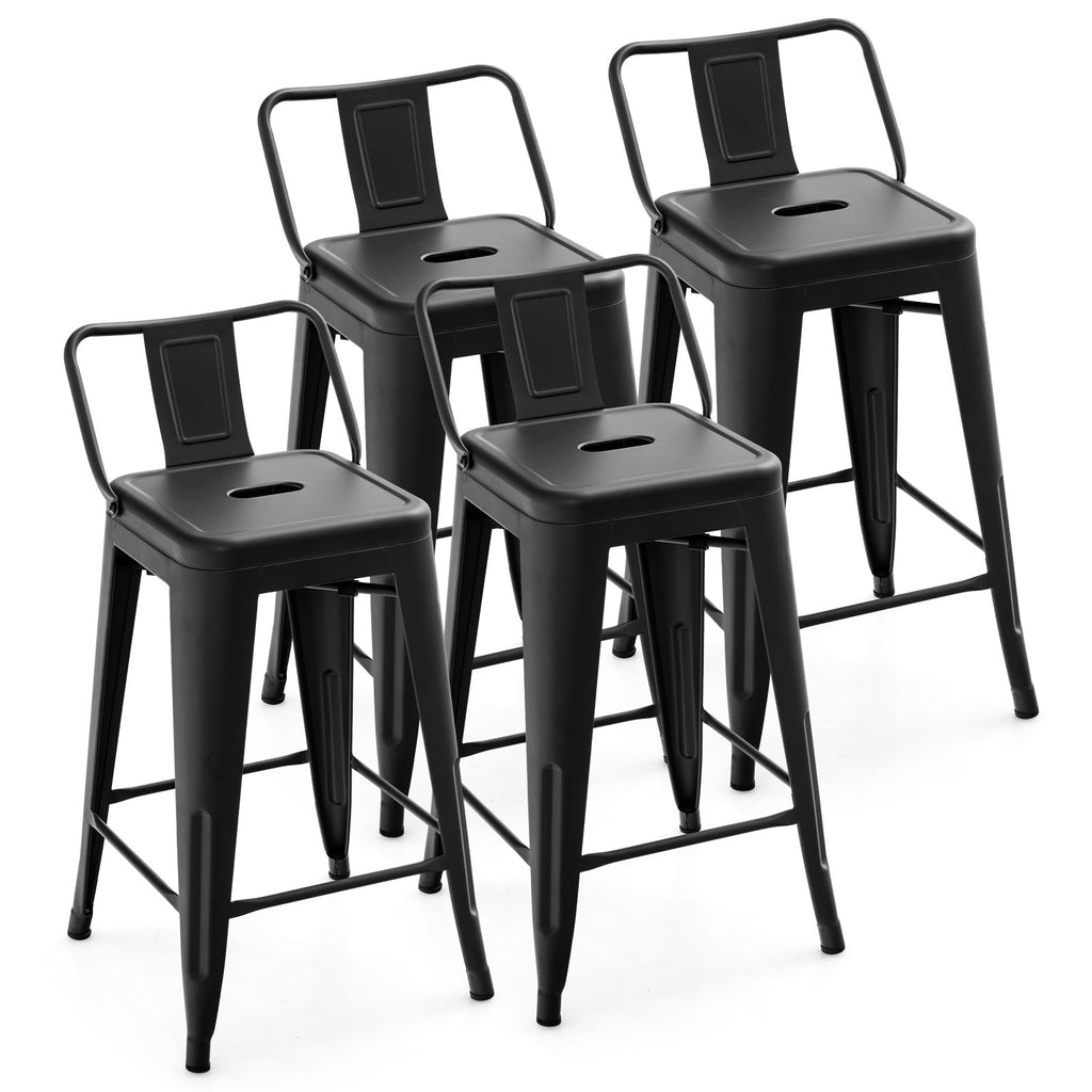 24 Inch Set of 4 Cafe Side Chairs with Rubber Feet and Removable Back