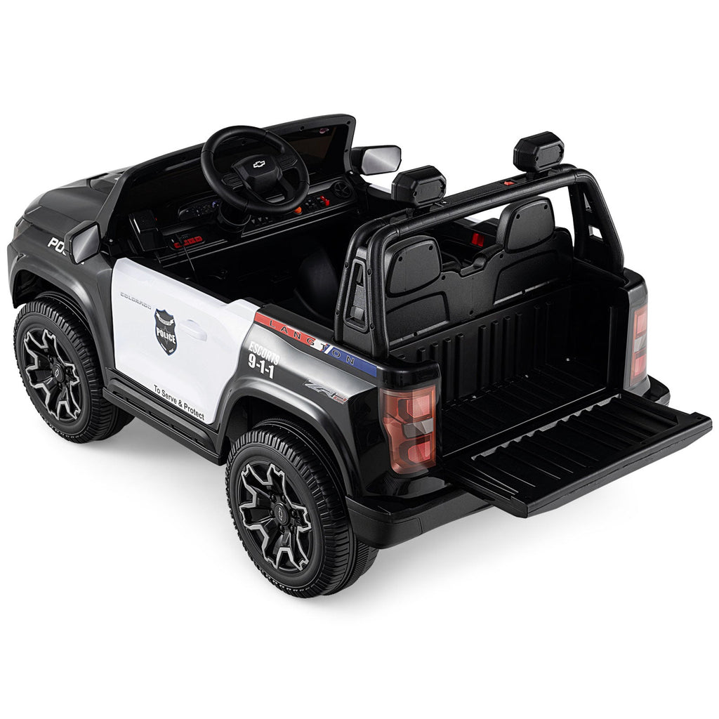 24V 2-Seater Ride on Police Car 4WD Chevrolet with Megaphone and LED Flashing Lights-Black