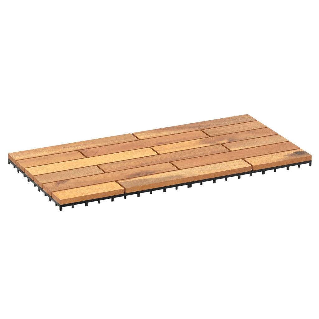 Acacia Wood Interlocking Deck Tiles 24x12 Inch - 48 Pack