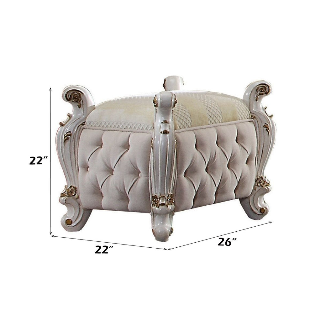 Picardy - Vanity Stool - Fabric & Antique Pearl