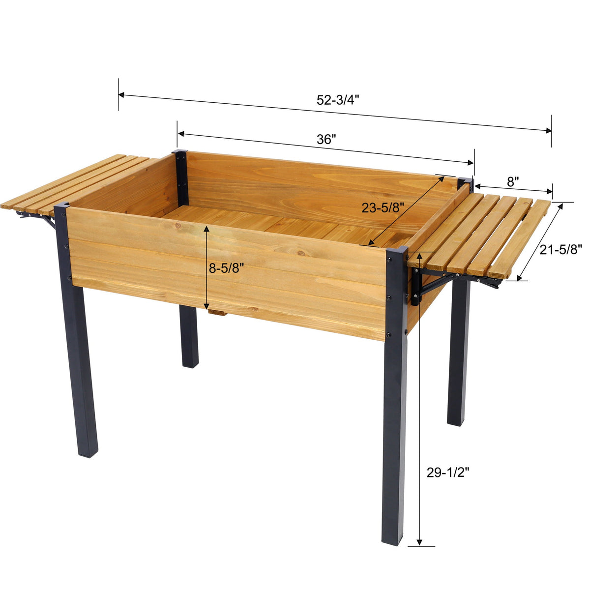 Raised Garden Bed With Metal Legs And Folding Storage Shelf