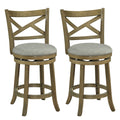 25/30 Inch Swivel Bar Stools Set of 2 with Backrests and Wood Frame