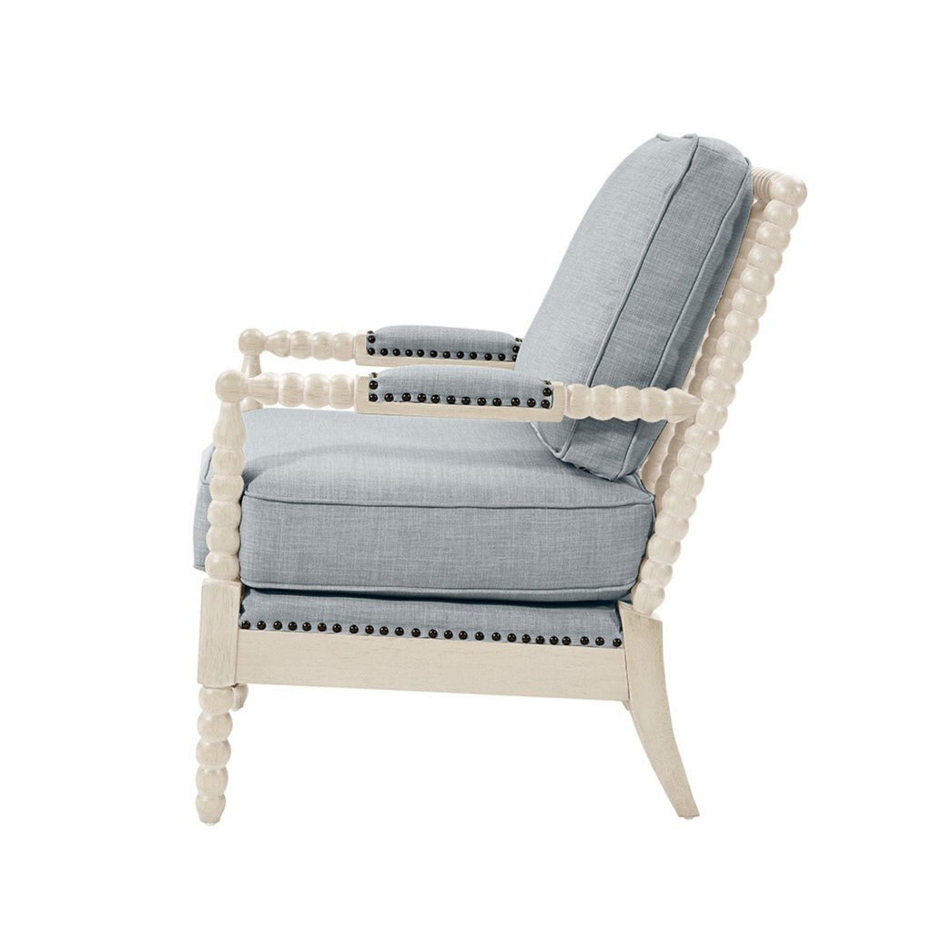 Arm Chair With Open Back Spindle Design, Padded Armrests