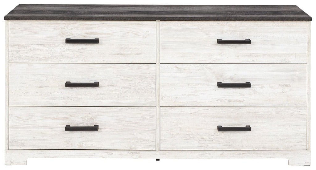 Shawburn - Six Drawer Dresser - Pewter-tone pulls - White / Black / Gray