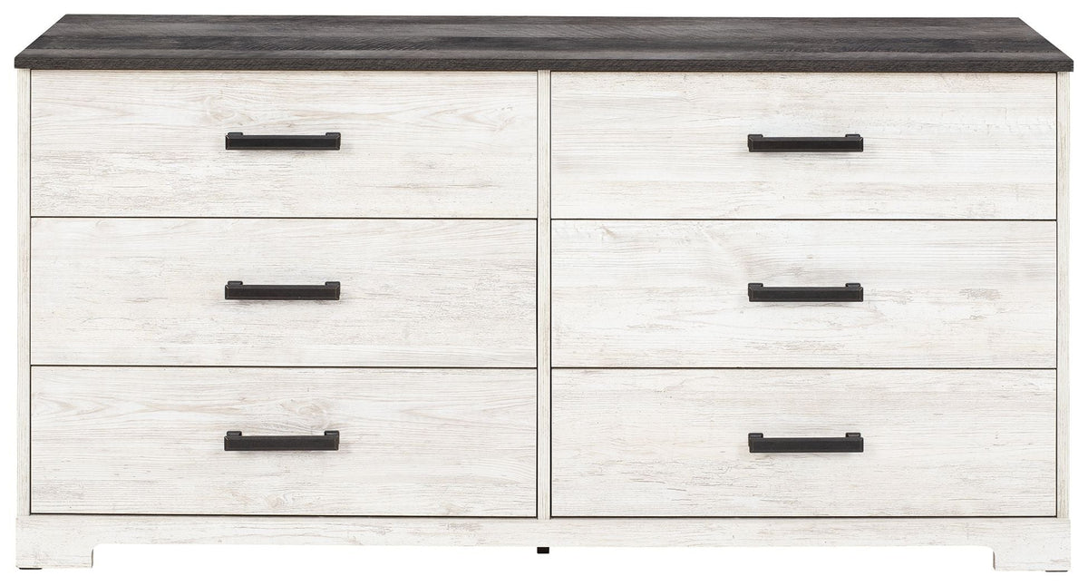 Shawburn - Six Drawer Dresser - Pewter-tone pulls - White / Black / Gray