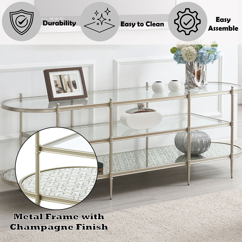 Zaba - TV Stand - Glass Top & Champagne
