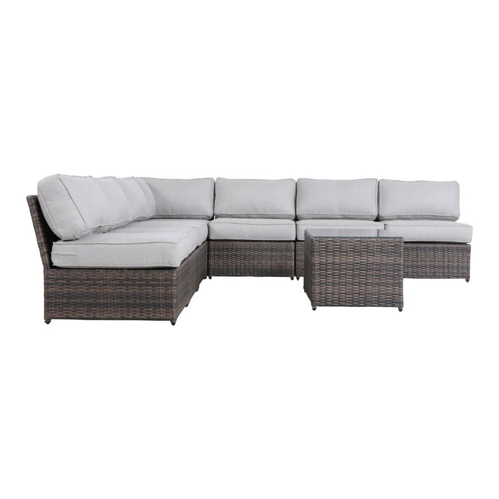 Comfortable Modern Patio Rattan Sectional Set With Cushions