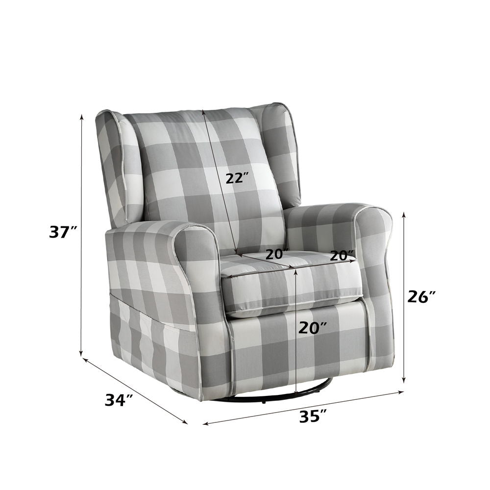 Patli - Swivel Chair With Glider - Gray Fabric