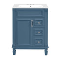 Bathroom Vanity With Ceramic Sink, Compact Cabinet With 2 Drawers And Adjustable Shelf - Blue