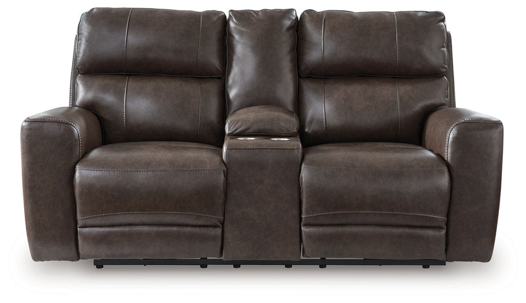 Crossplex - Power Reclining Loveseat / Console / Adjustable Headrest - Smoke