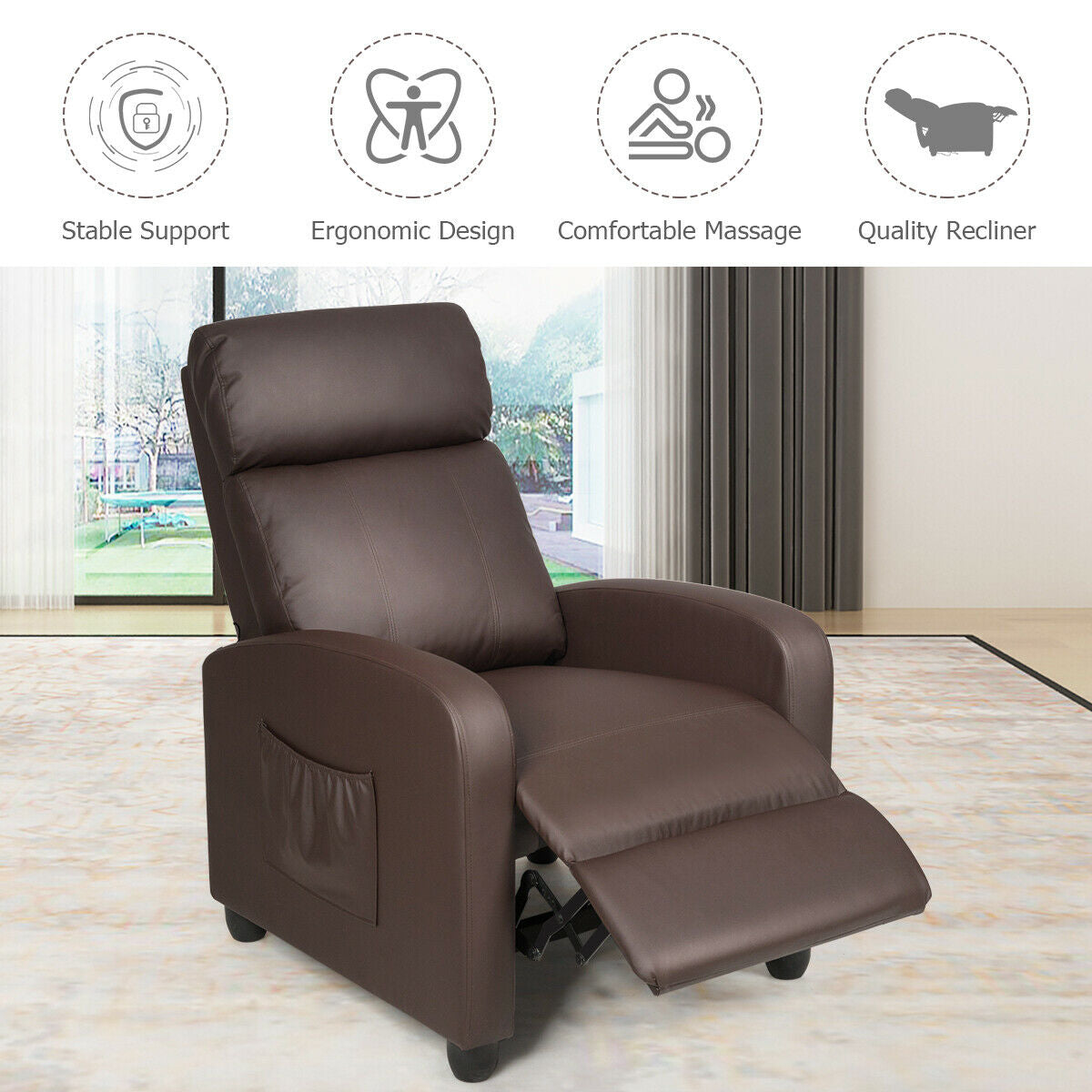 Recliner Sofa Wingback Chair with Massage Function