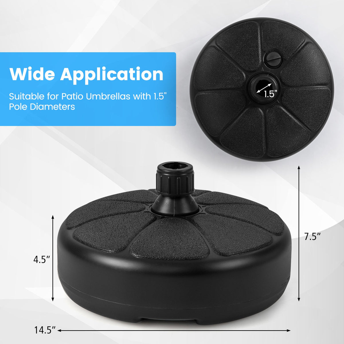 27 lbs Fillable Round Umbrella Base Stand for Yard Garden Poolside