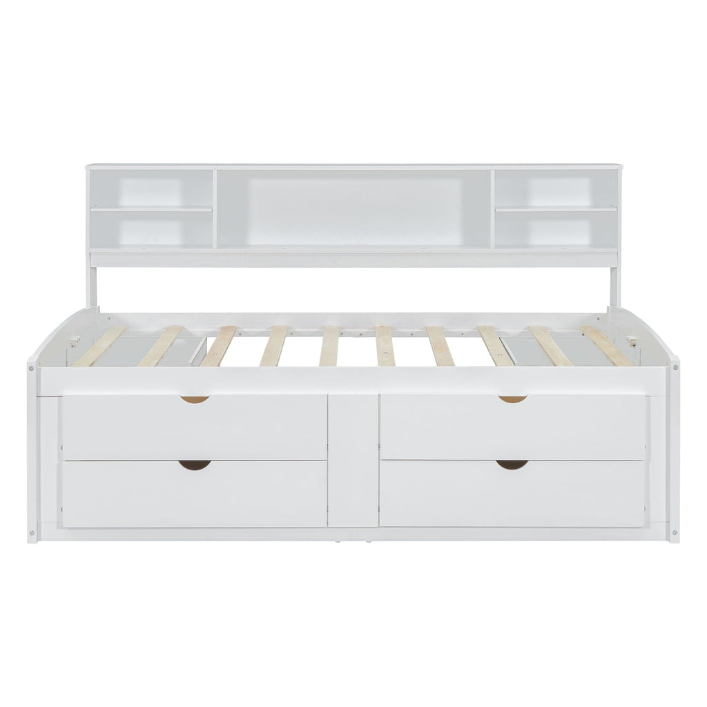 Daybed With 2 Bedside Cabinets, Upper Shelves And 4 Drawers