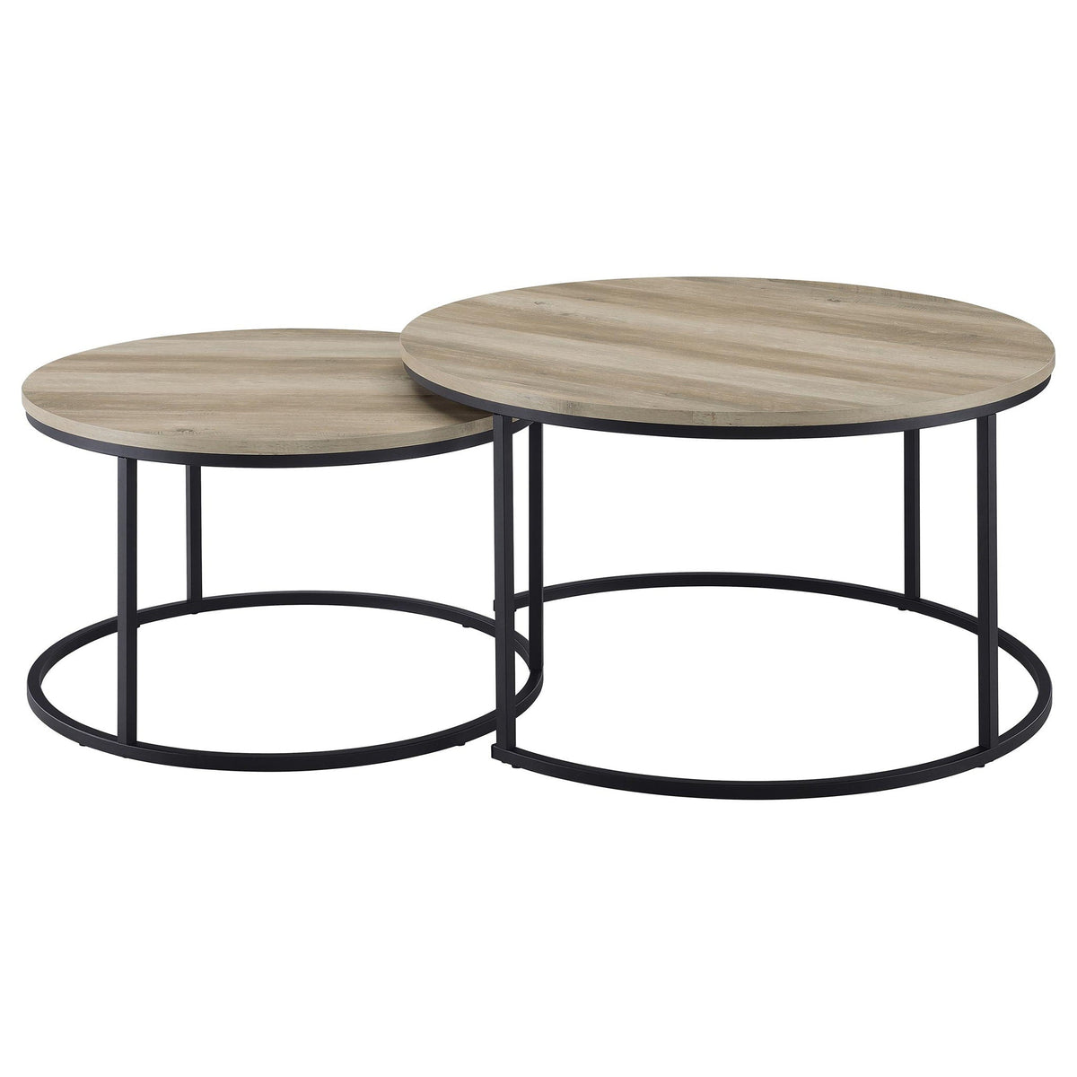 Lainey 2-piece Round Nesting Coffee Table Distressed Pine