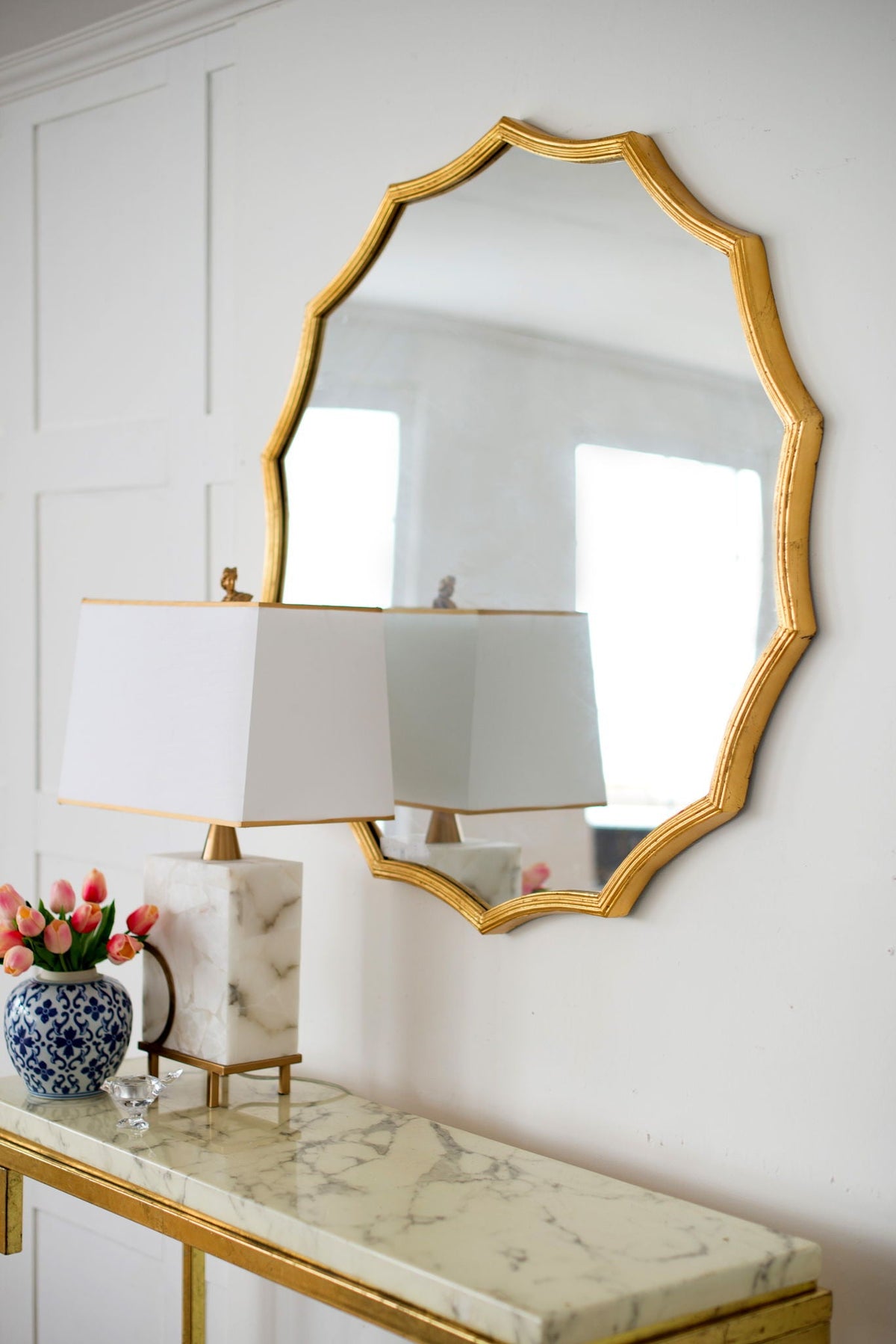 Round Sunburst Wall Mirror With, Wall Decor Mirror For Entryway Bedroom Living Room - Gold
