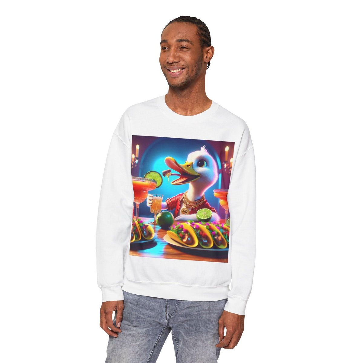 Sweatshirt: Gangster Duck Taco and Margarita Party Seasonal Seller Unisex Heavy Blend