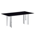 Modern Minimalist Dining Table With Marble Glass Top