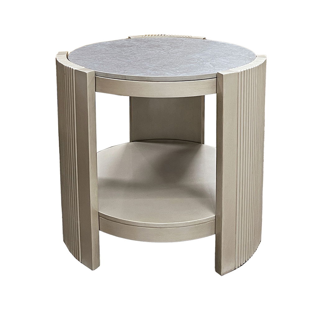 Kasa - End Table - Sintered Stone & Champagne