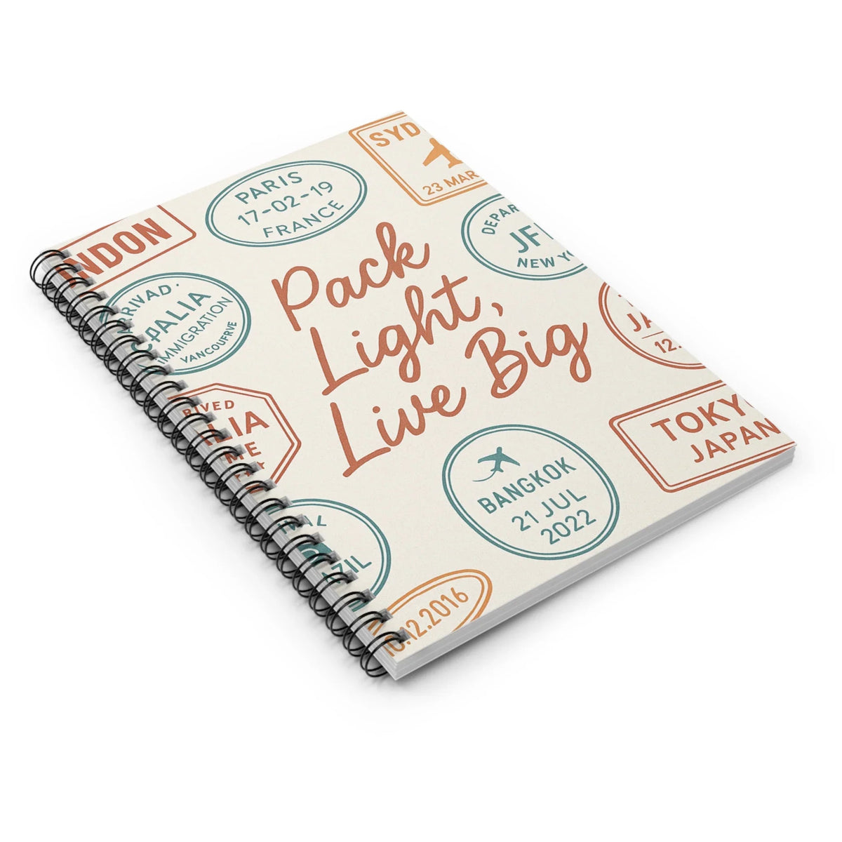 Travel-Themed Spiral Notebook - "Pack Light, Live Big" - Perfect for Adventurers & Journaling