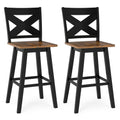29" Rubberwood Swivel Barstools Set of 2 with Backrest and Large Seat