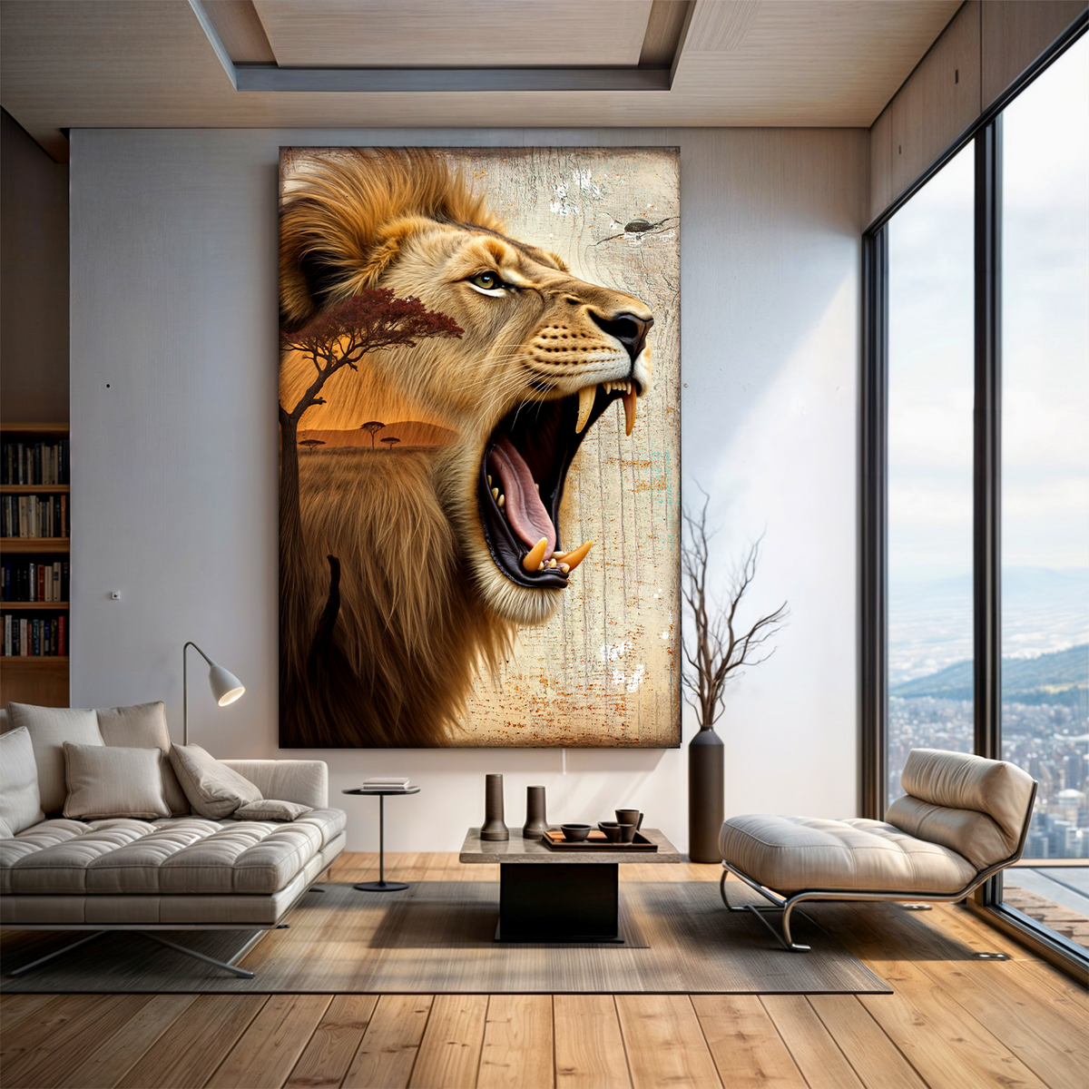 Lion Double Exposure Wall Art
