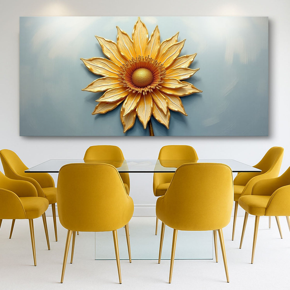 Golden Dandelion Minimalist Abstract Wall Art II