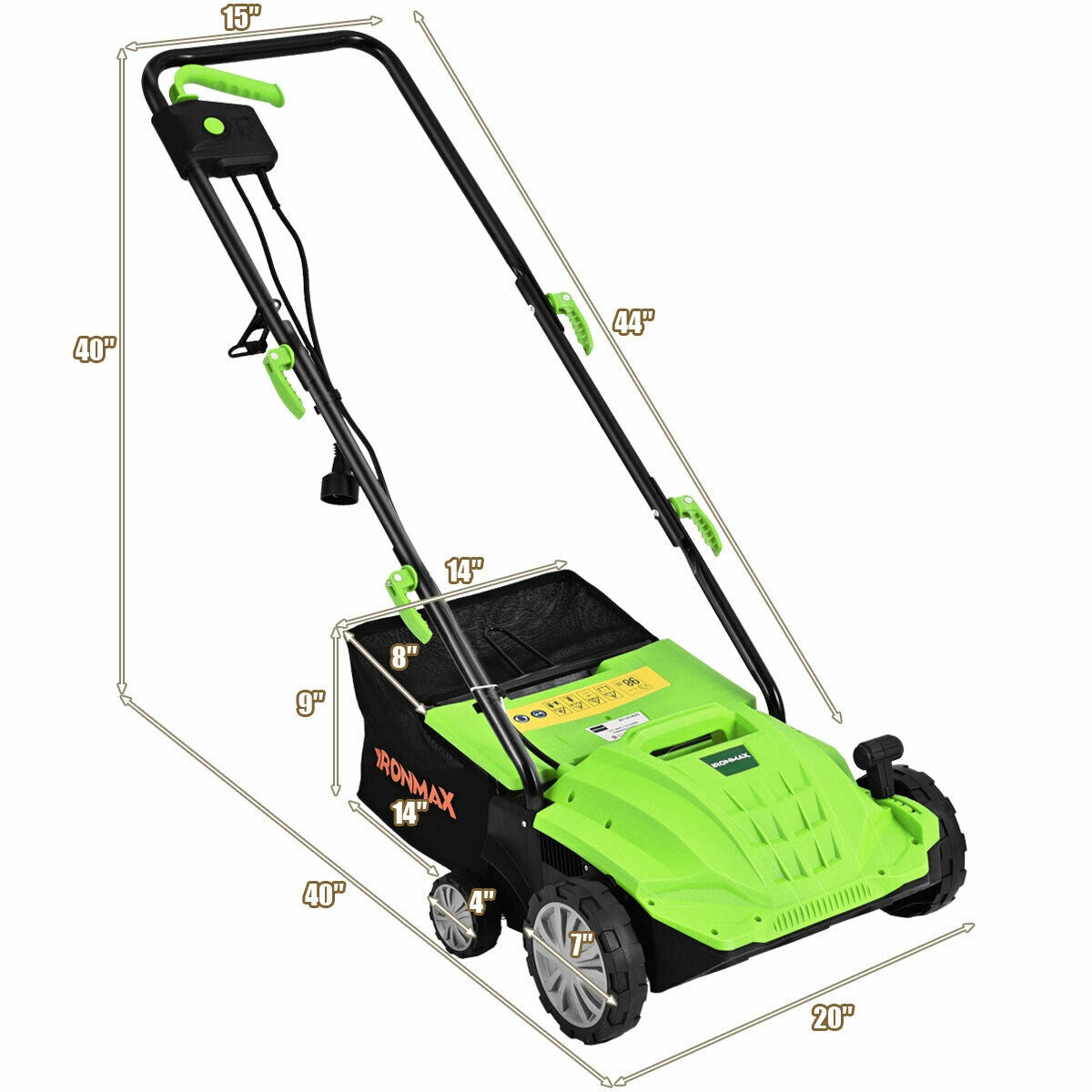 13 Inch 12 Amp Electric Scarifier with Collection Bag and Removable Blades