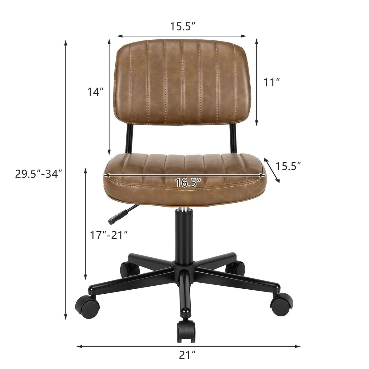 PU Leather Adjustable Office Chair Swivel Task Chair with Backrest