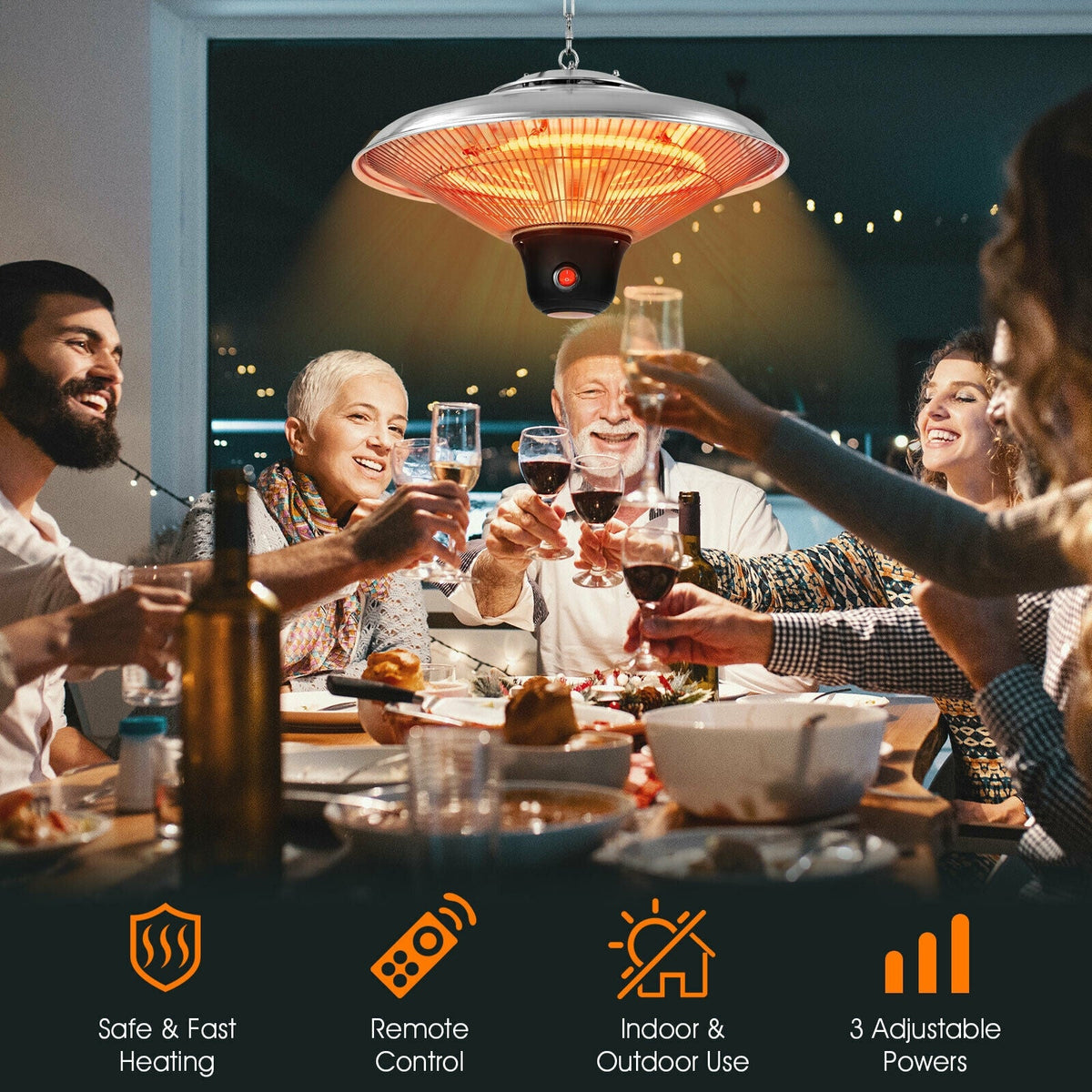1500W Electric Hanging Ceiling Mounted Infrared Heater with Remote Control