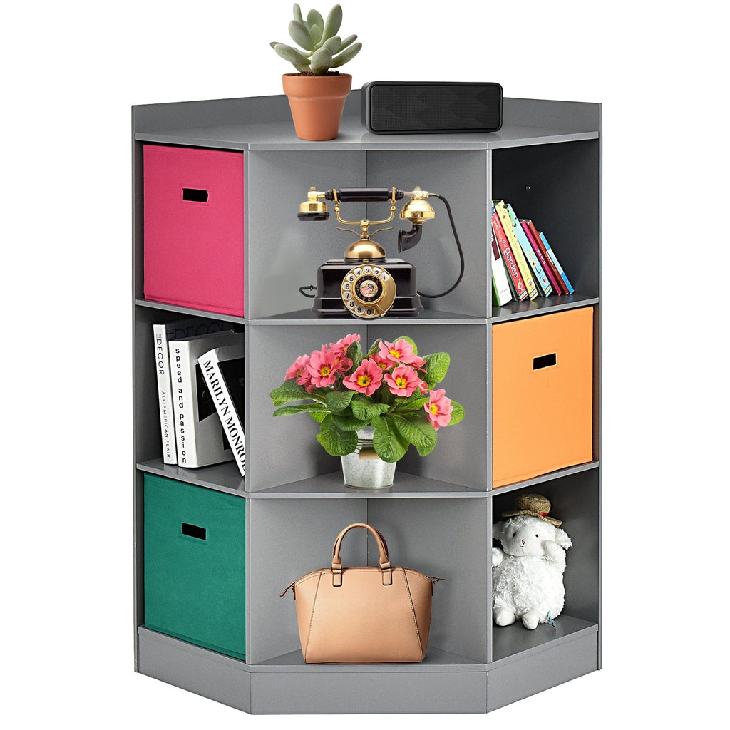 3-Tier Kids Storage Shelf Corner Cabinet with 3 Baskets