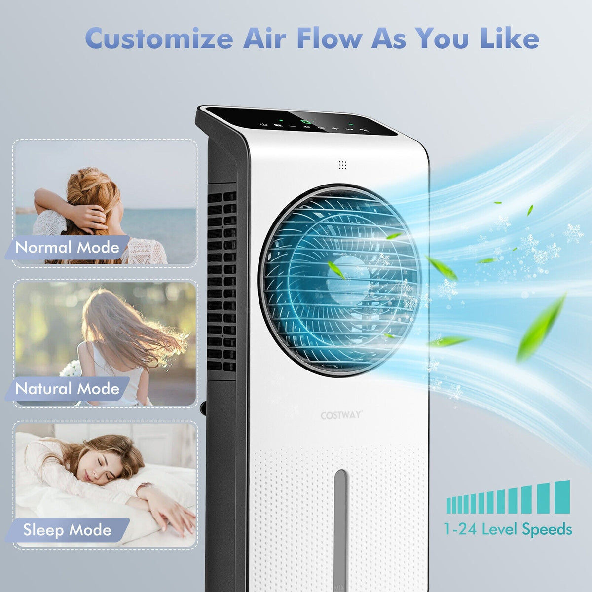 3-in-1 Evaporative Air Cooler with 12H Timer Remote-White