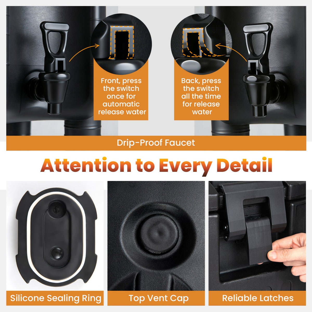 2.6 Gal Insulated Beverage Dispenser with Handles and Two-Stage Faucet