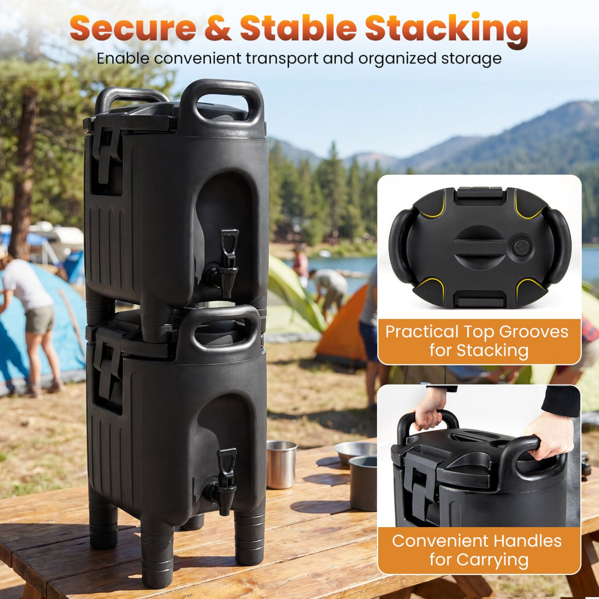 2.6 Gal Insulated Beverage Dispensers Set of 4 with Handles