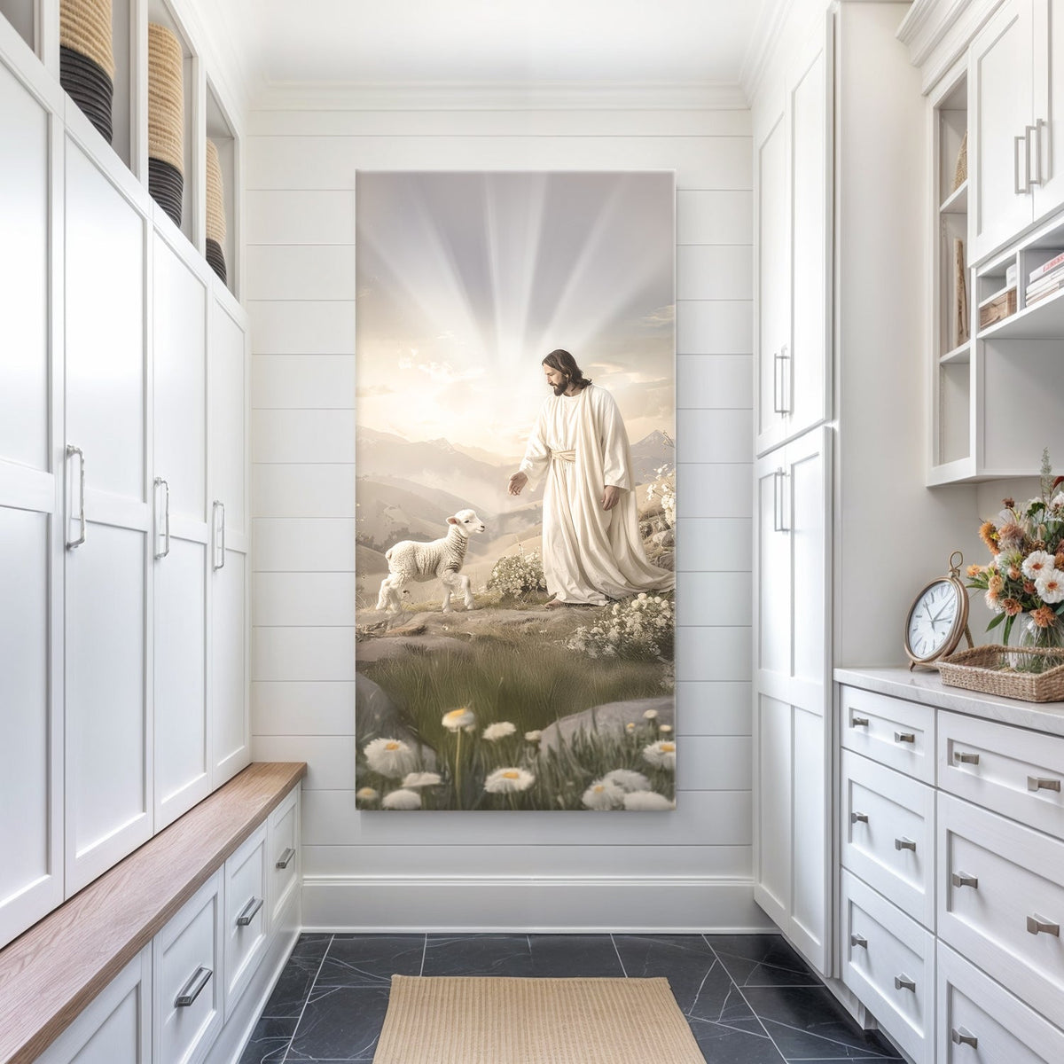 Jesus Protects The Lamb From Wolves Faith Wall Art XII