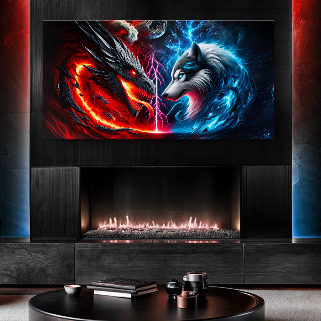 Dragon and Wolf Wall Art VI