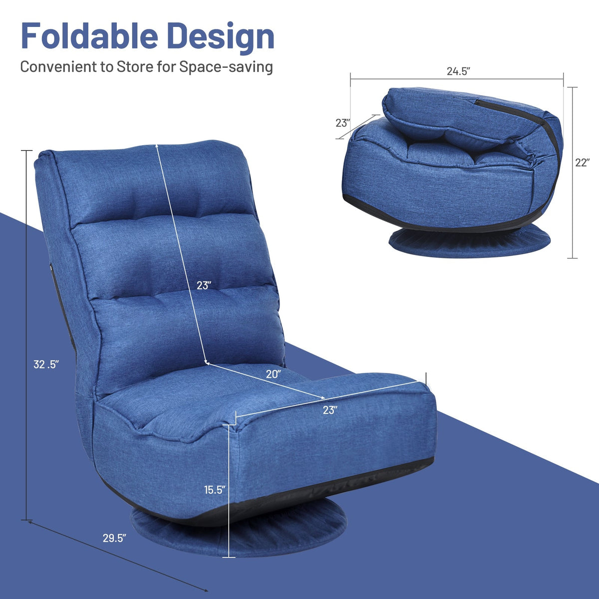 5-Position Folding Floor Gaming Chair