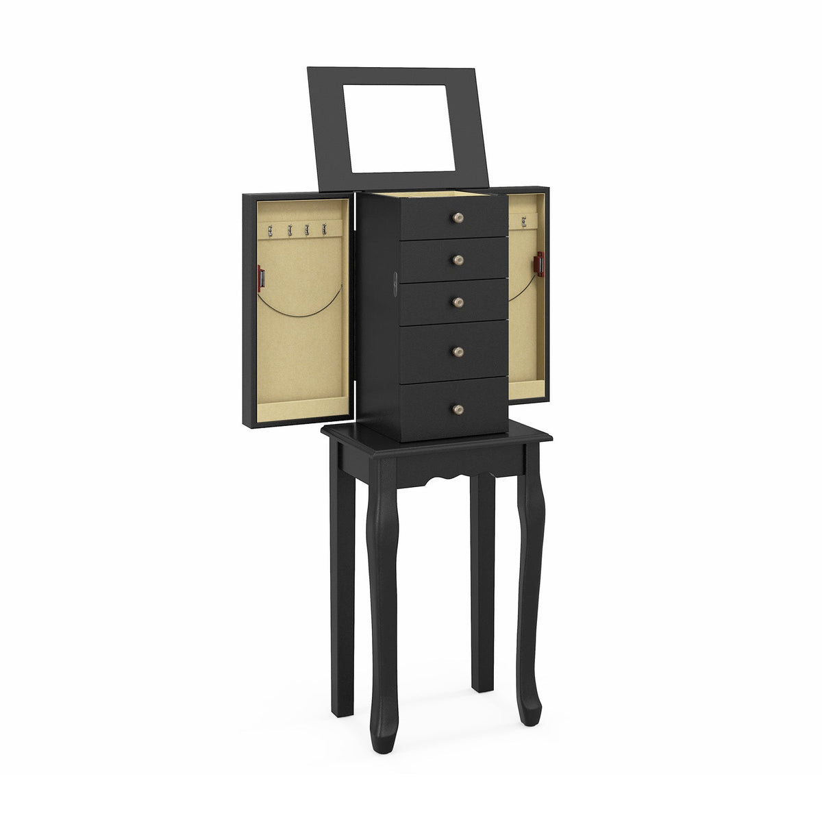 2 Colors Armoire Storage Standing Jewelry Cabinet with Mirror