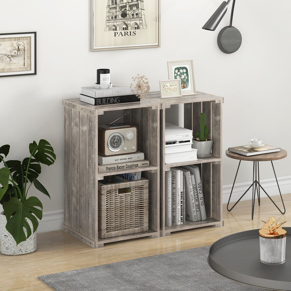 2-Cube Storage Shelf with Open Back and 3-Tier Shelf