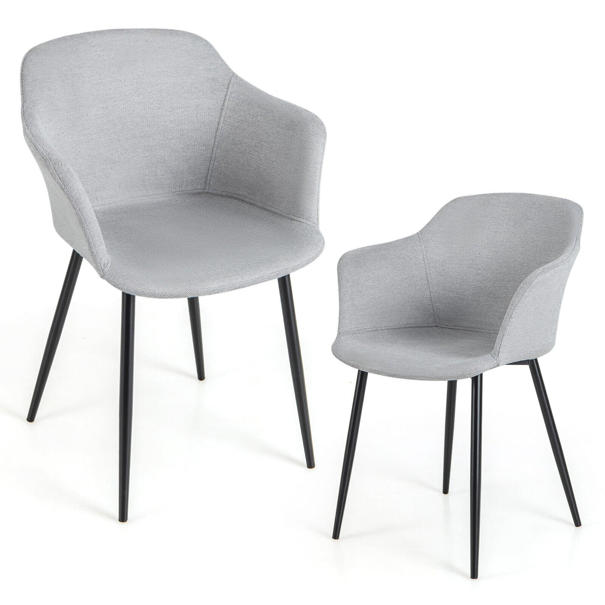 Set of 2 Upholstered Dining Chair with Ergonomic Backrest Design