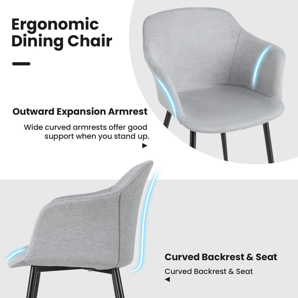 Set of 2 Upholstered Dining Chair with Ergonomic Backrest Design