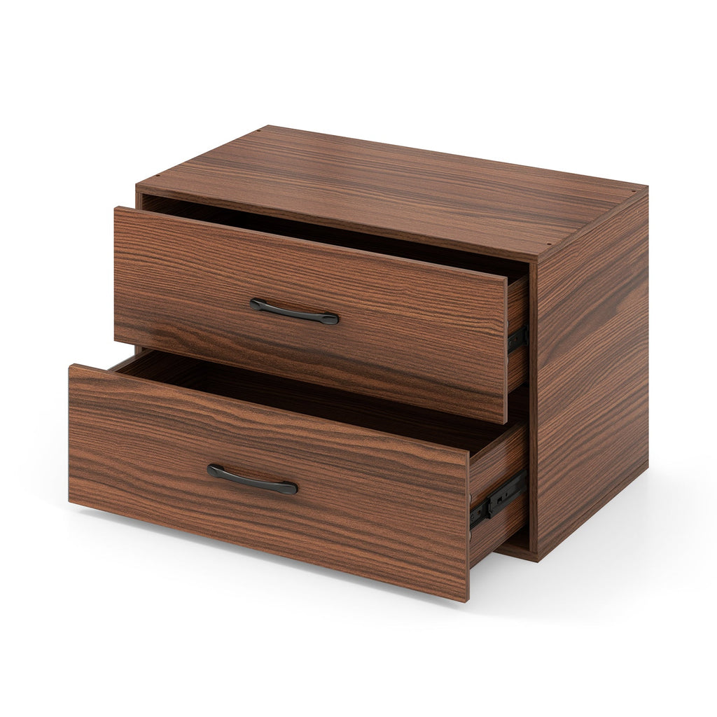 2-Drawer Stackable Horizontal Storage Cabinet Dresser Chest with Handles