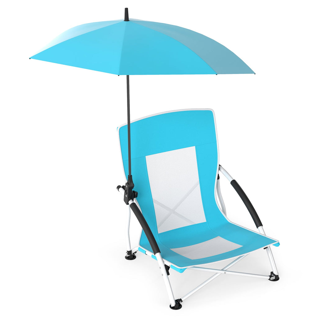 2 Pack Beach Umbrella Chair for Adults with Adjustable Parasol