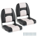 2-Pack Boat Seats with Thick Sponge Padding and Fixing Bolts-Gray