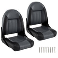 2-Pack Folding High Back Boat Chairs with Sponge Padding and Fixing Bolts-Black