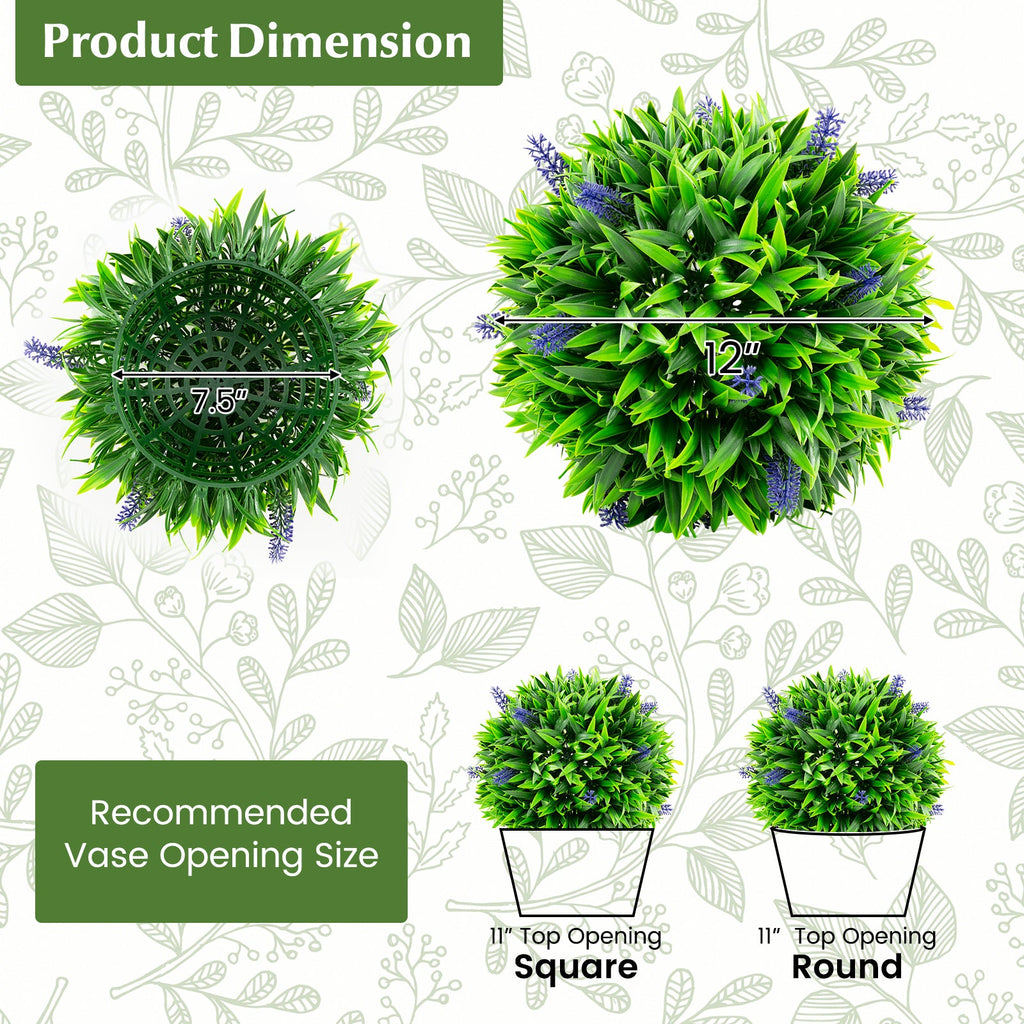 2 Pieces Artificial Lavender Topiary Balls with Flowers