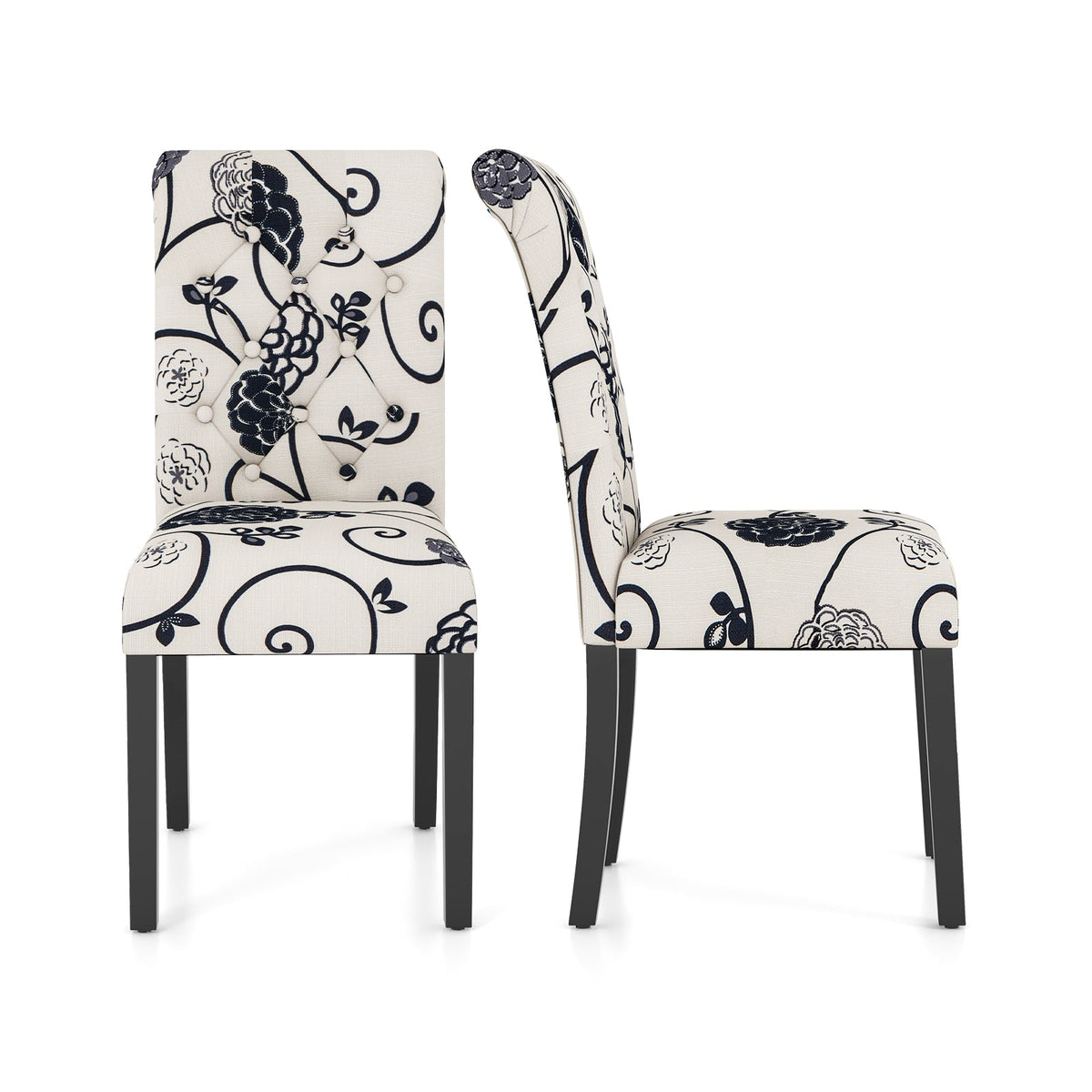 2 Pieces Tufted Dining Chair Set with Adjustable Anti-Slip Foot Pads