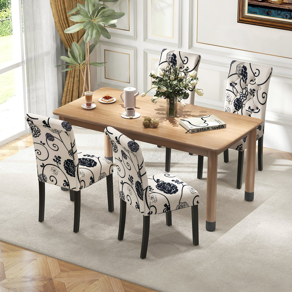 2 Pieces Tufted Dining Chair Set with Adjustable Anti-Slip Foot Pads